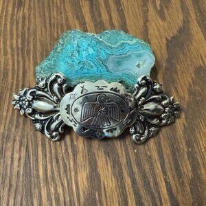 Vintage Fred Harvey Style Silver tone Barrette with Thunderbird